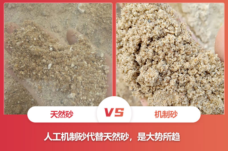 人工機制砂和天然河沙對比
